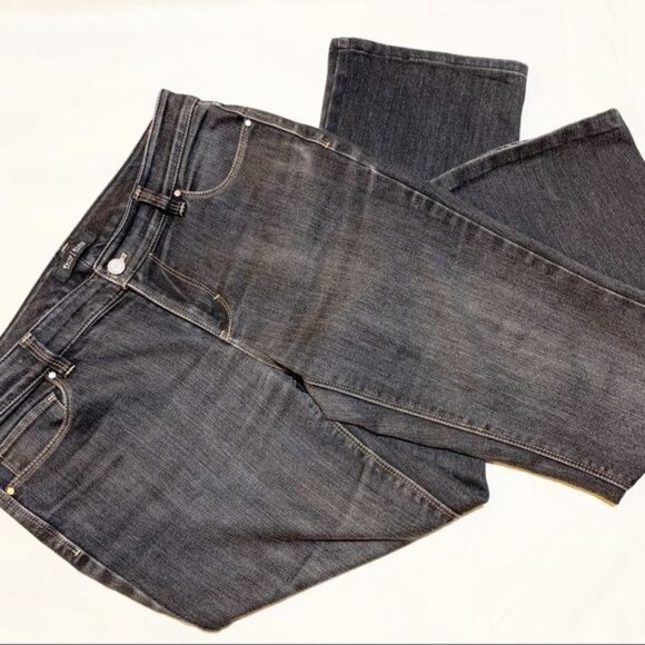 WHBM Blanc Women's Boot Leg Mid Rise Dark Wash Stretch Black Denim Jeans Size 8S - Picture 5 of 9